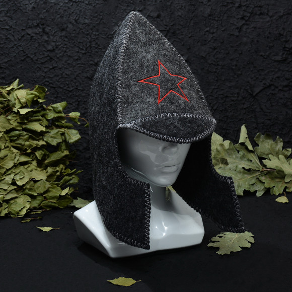 Шапка банная  "Буденовка" серая, евро